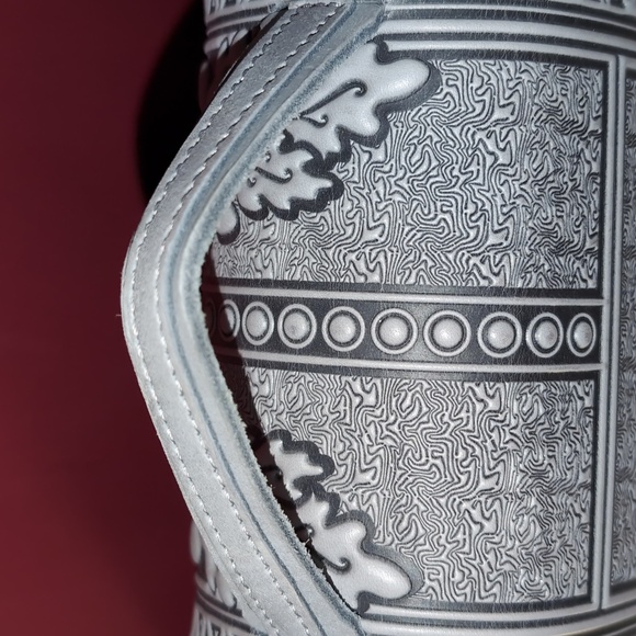 Genuine Leather Beautiful Hand Tooled Gray Black Crossbody Western Boho Bag - Picture 16 of 16